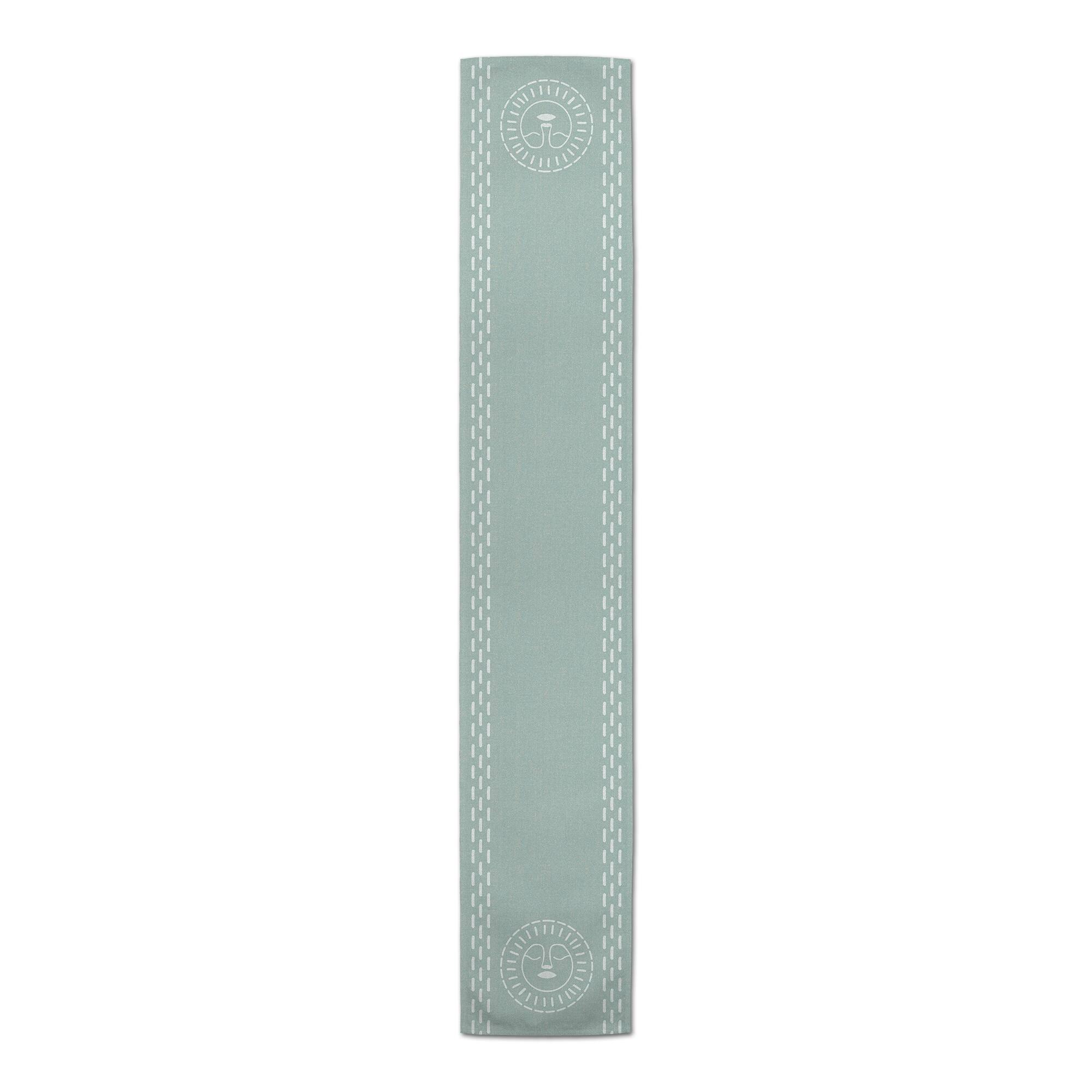 Teal Sun Face Twill Table Runner